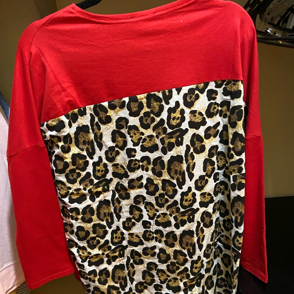 Gameday Couture Red and Leopard Top Size XL/XXL
